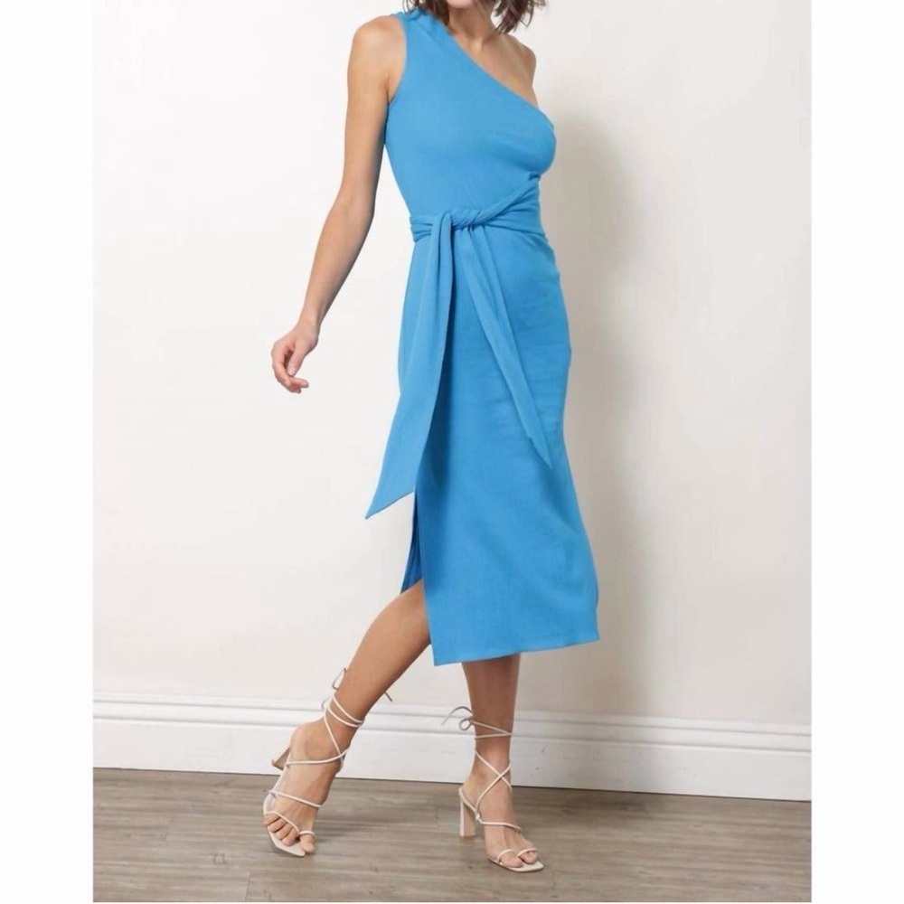 NWT Line and Dot Willow One-Shoulder Dress | Blue | Medium - Picture 5 of 9